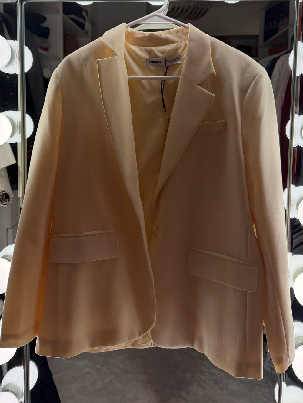 Bershka Oversized Cream Blazer Side Tie Detail Quiet Luxury